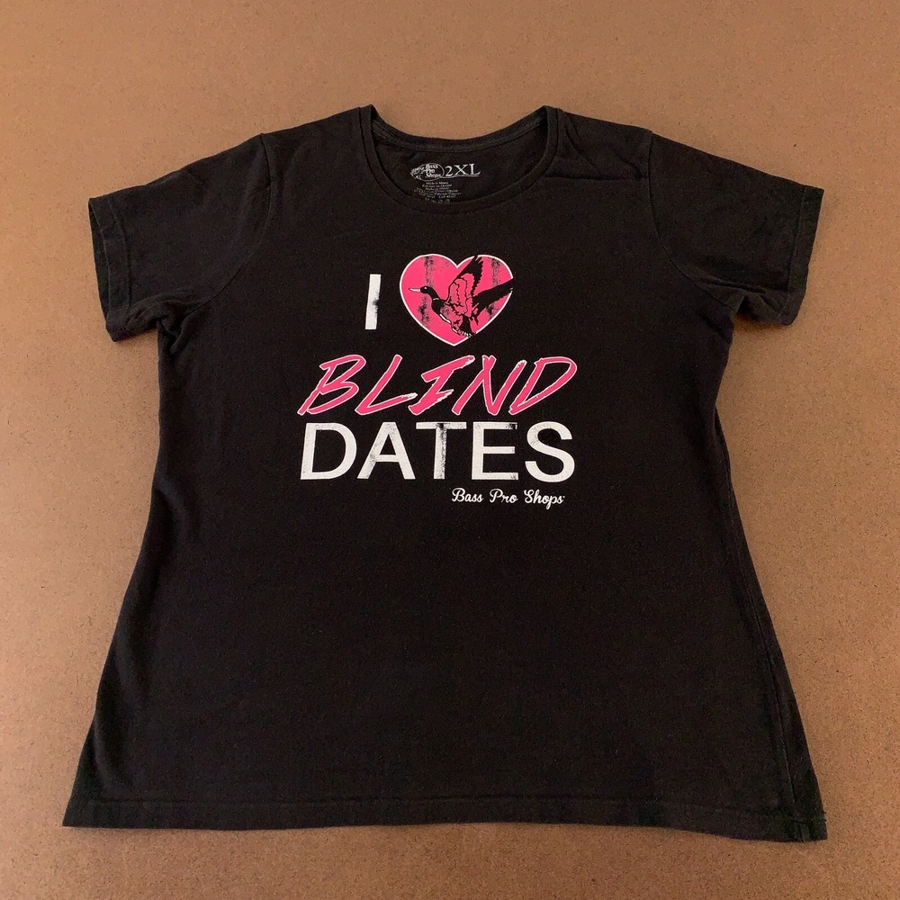 Bass Pro Shops Women's 2XL Black I Love Blind Dates Graphic Short Sleeve T-Shirt